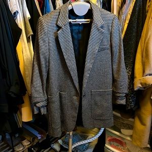 Zara women’s wool blend houndstooth blazer with rolled up sleeves size S New